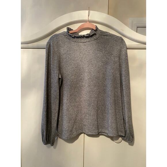 Talbots Silver Sparkle Women's Sweater with Black Velvet Bow detail Medium - Picture 1 of 7